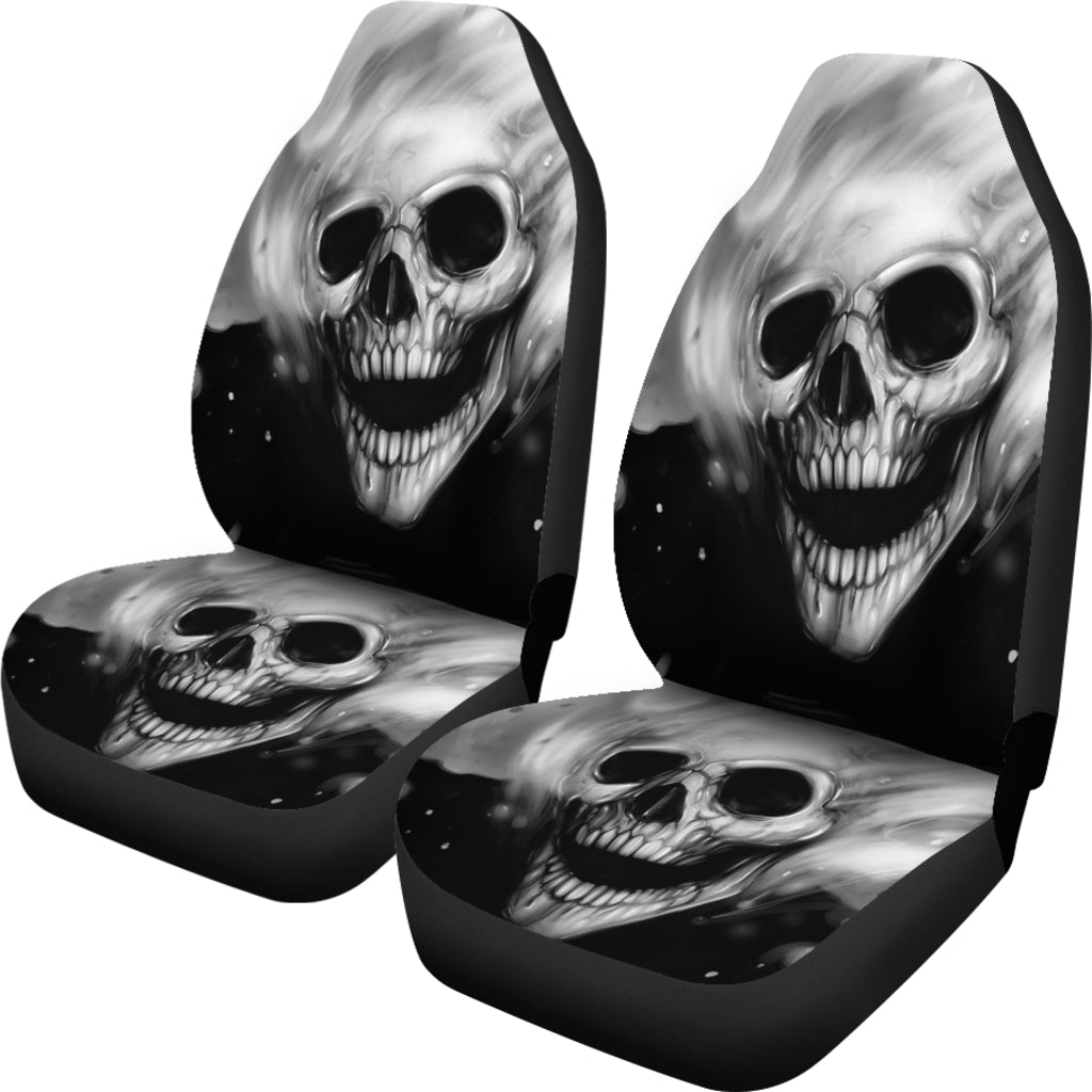 Set of 2 pcs - Skull Gothic Horror Grim reaper Halloween skull car seat covers