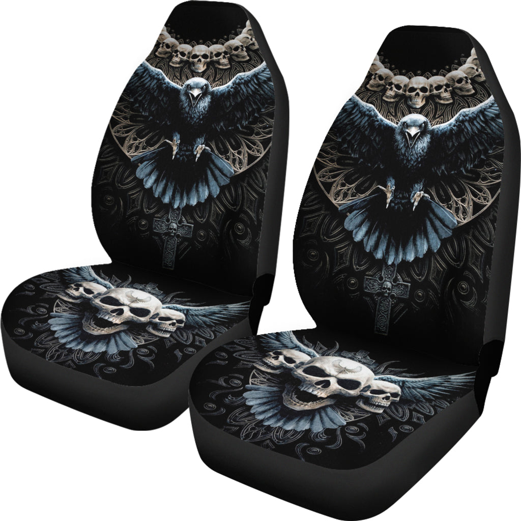 Set of 2 pcs awesome skull girl car seat covers