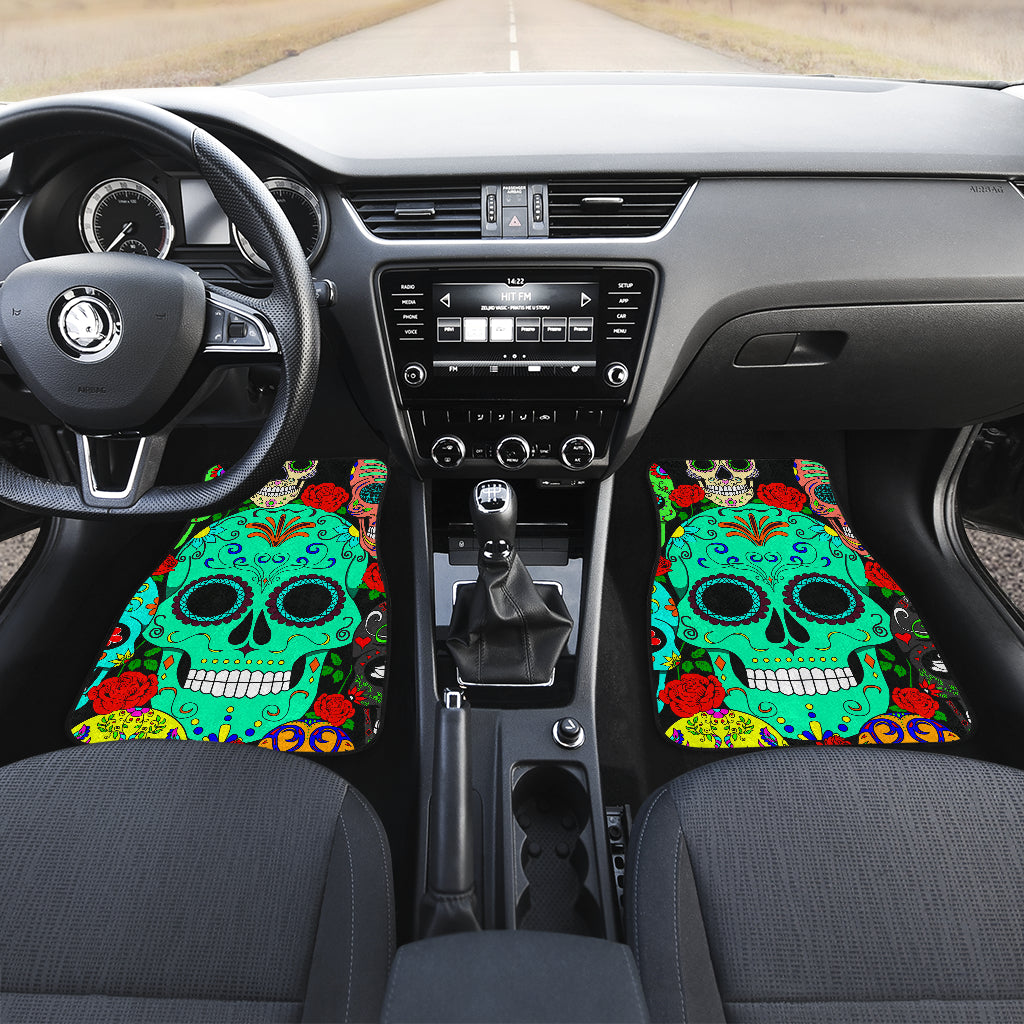 Set 4 pcs sugar skull car mats