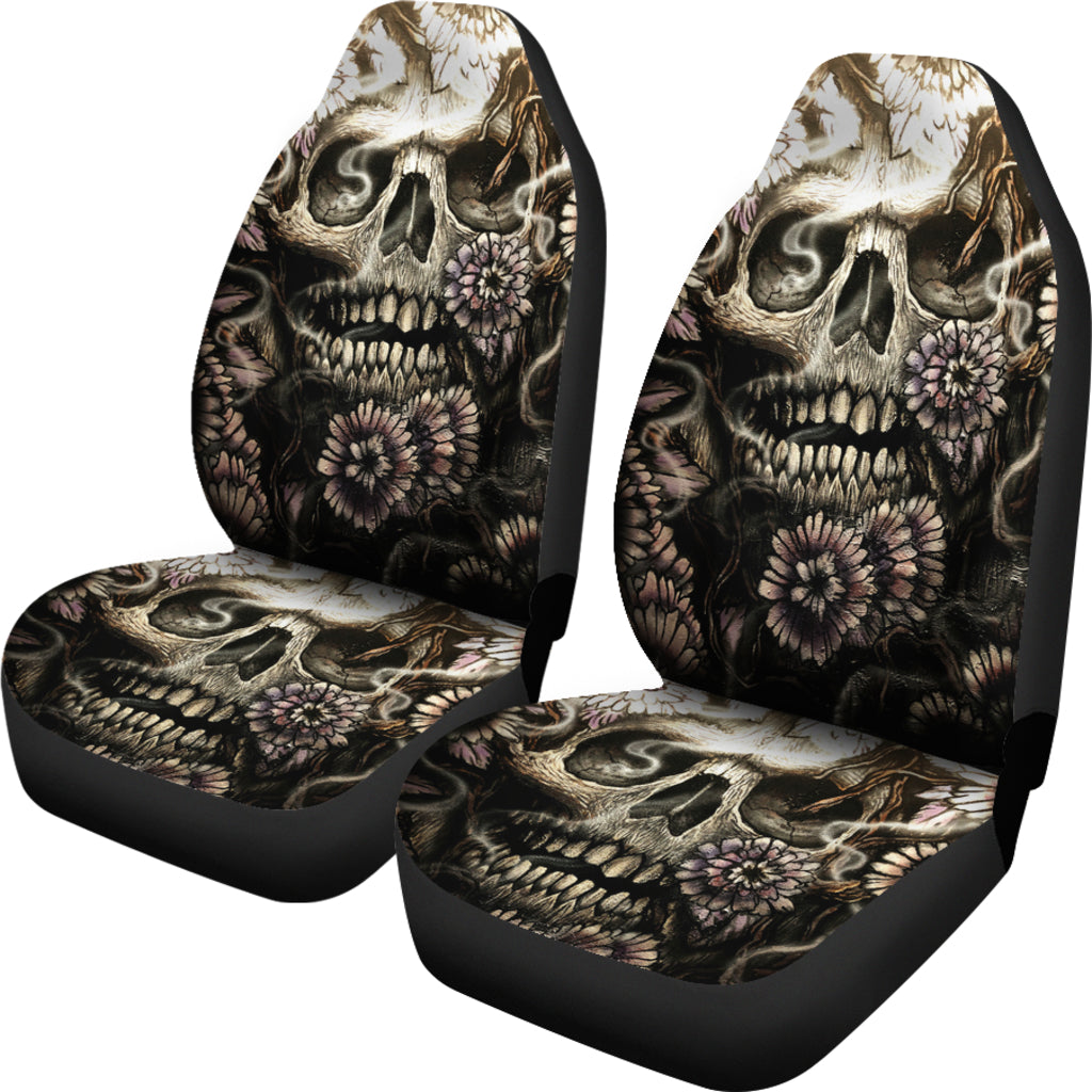 Set 2 pcs Gothic skull car seat covers