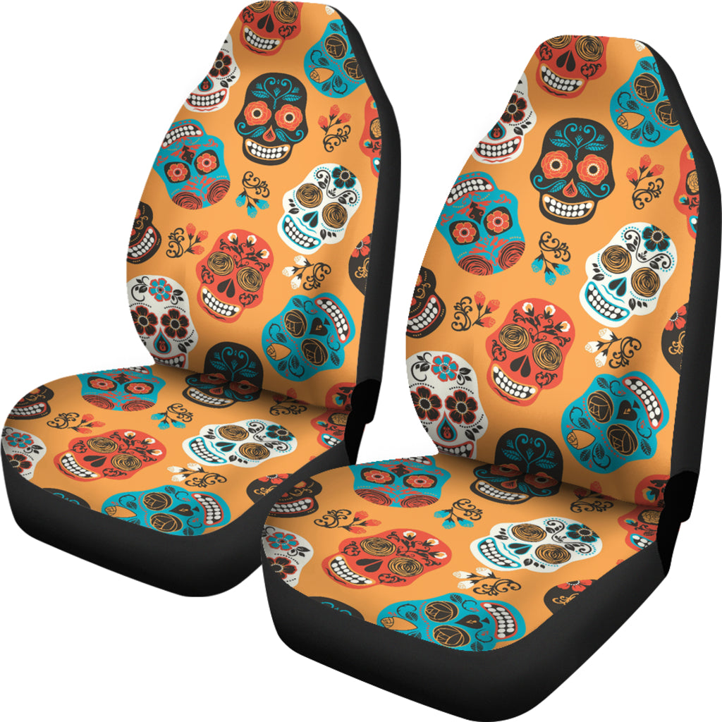 Set 2 pcs car seat cover sugar skulls