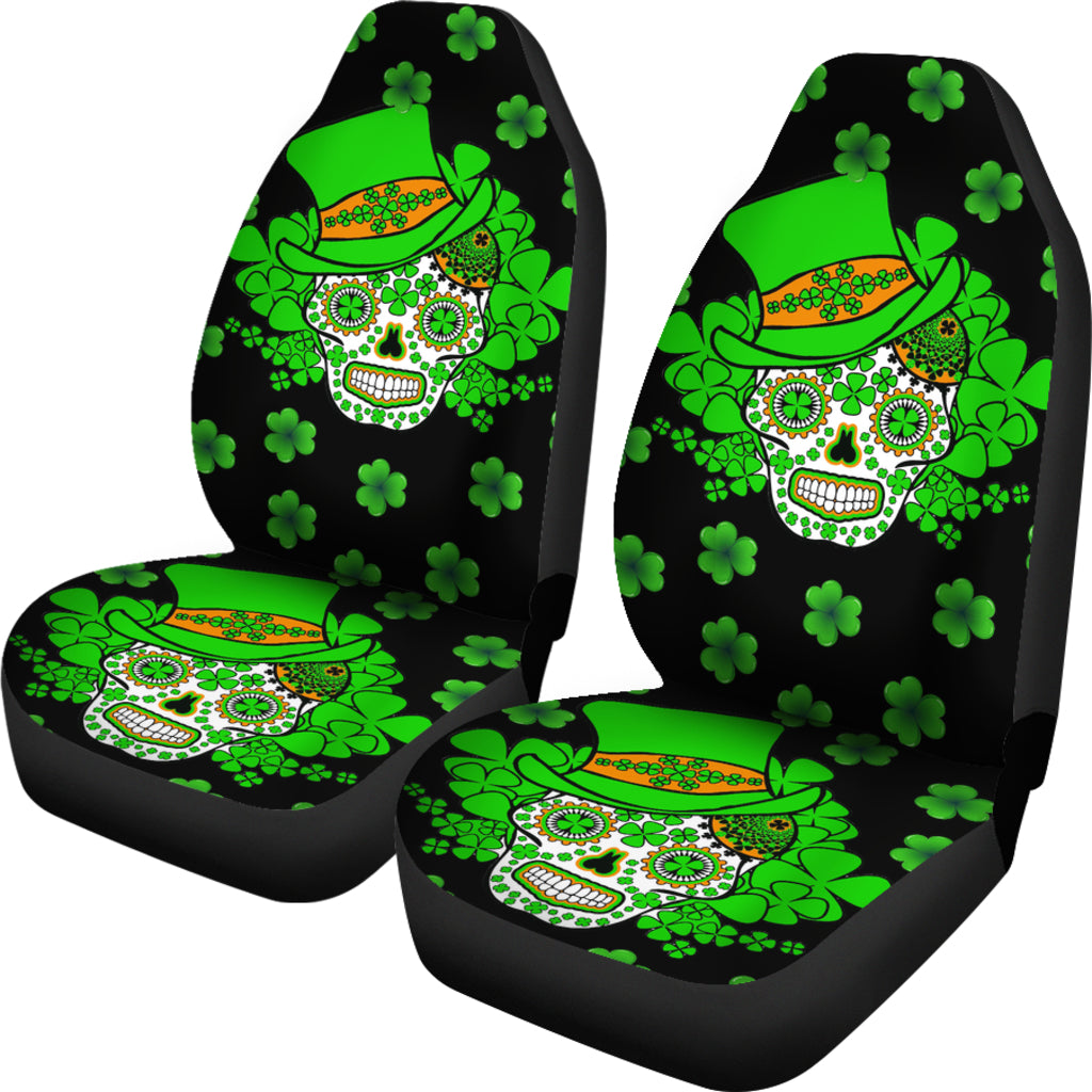 Set of 2 Sugar Skull St Patrick's Day seat covers