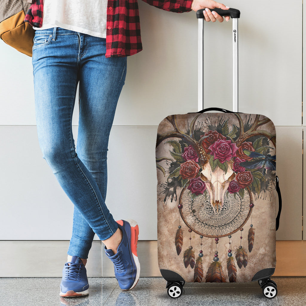 3D Deer Skull Dreamcatcher Luggage Cover 010