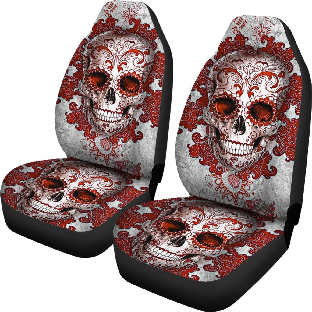 Set of 2 Pcs - Day of the dead - Sugar Skulls car seat covers