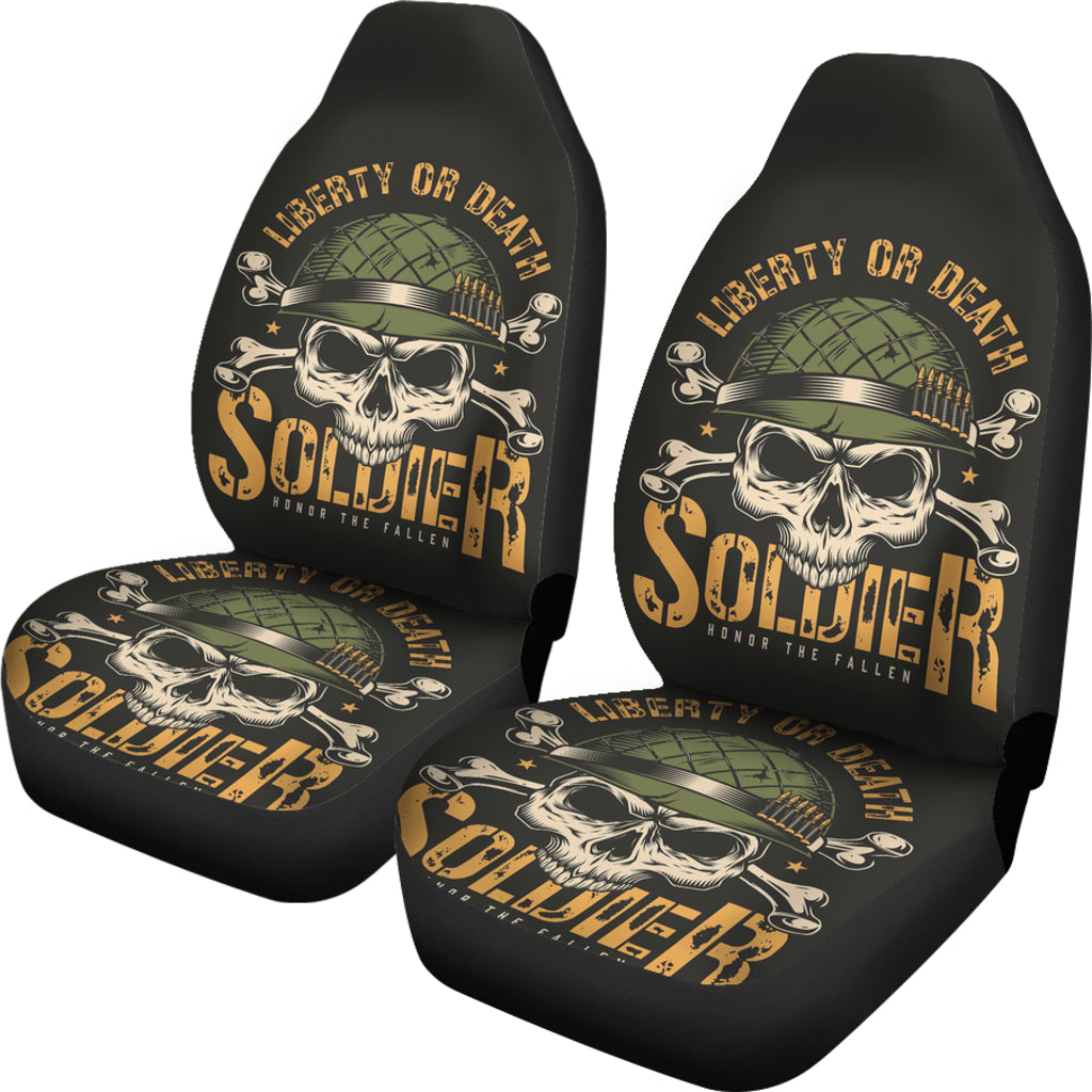 Set of 2 Pcs skull soldier car seat covers