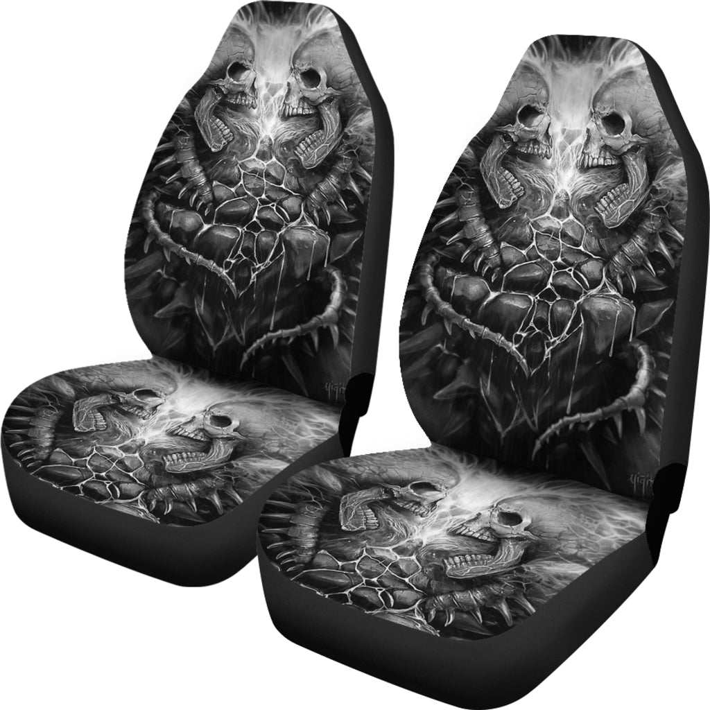 Set 2 pcs Gothic skull car seat covers