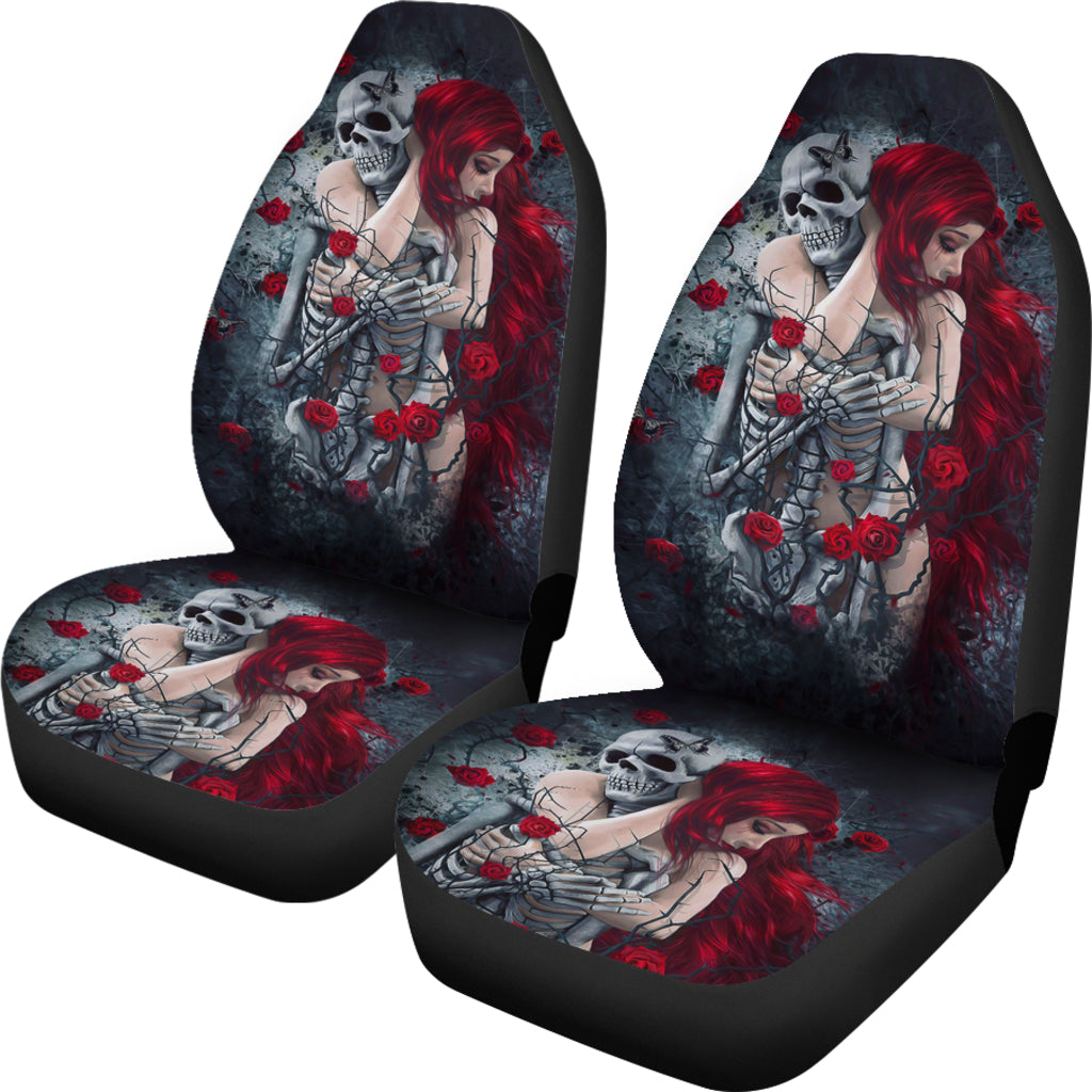 Set 2 pcs Gothic skull car seat covers