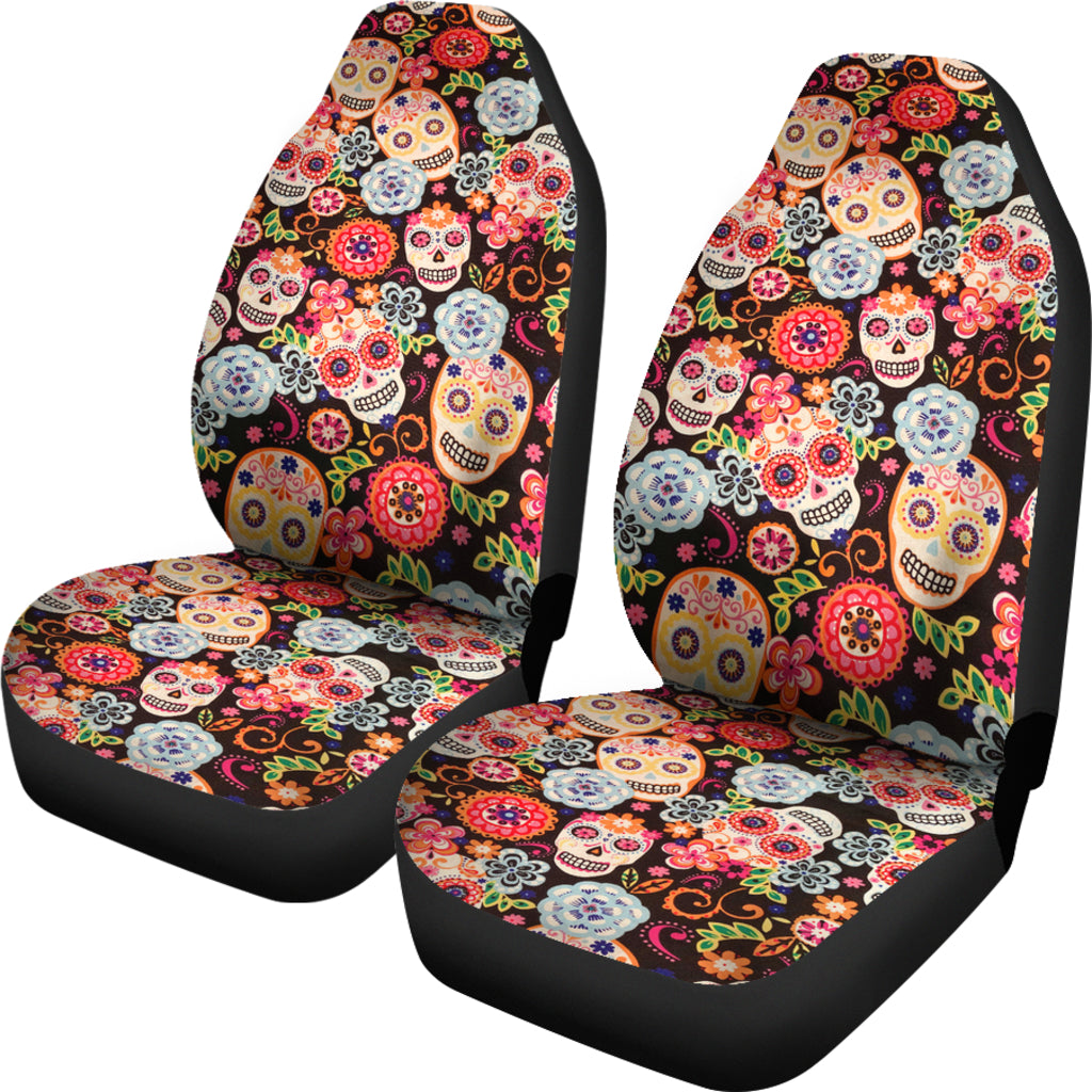 Set 2 pcs sugar skull car seat cover sugar skulls