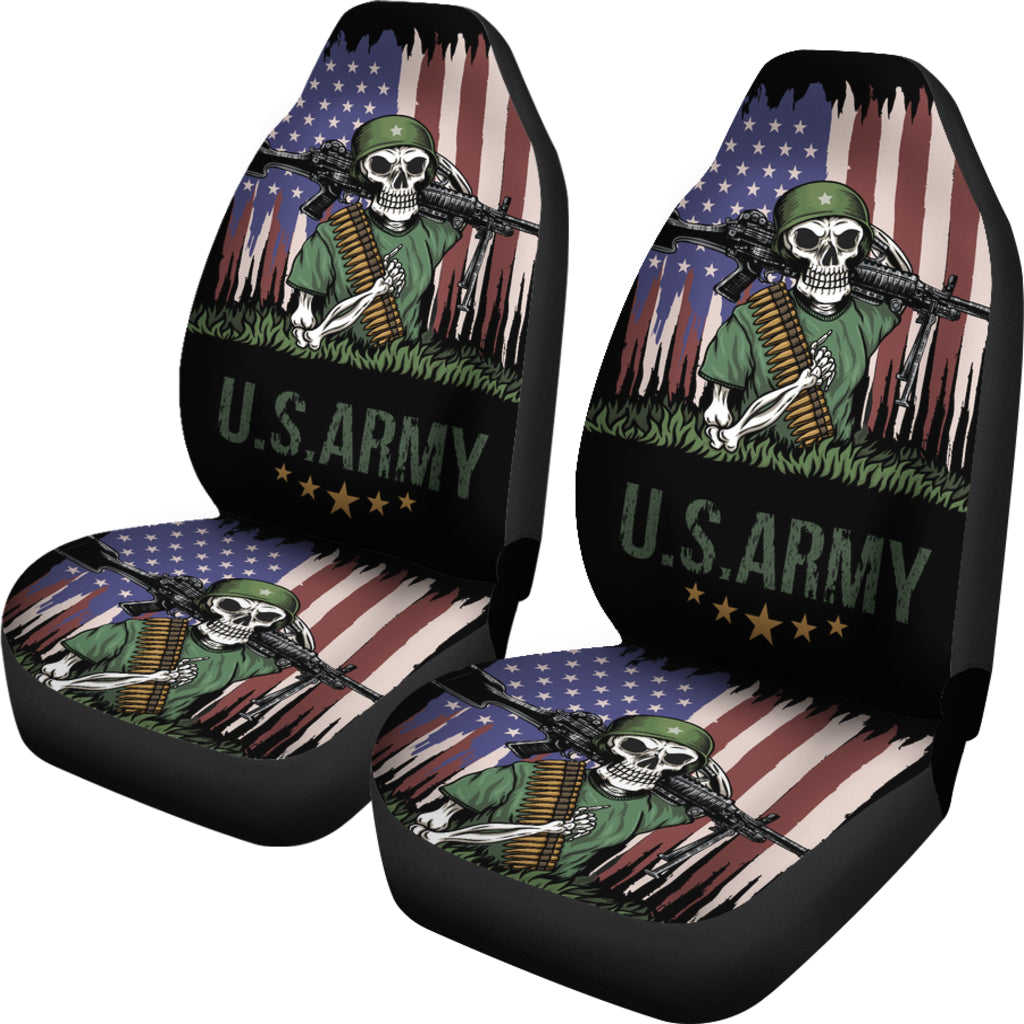 Set of 2 US Army Skulls car seat covers