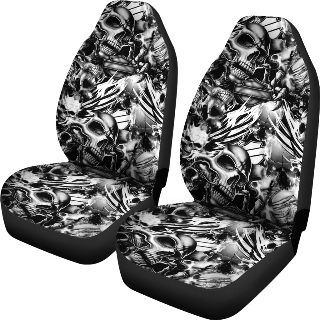 Set 2 Gothic skull car seat covers