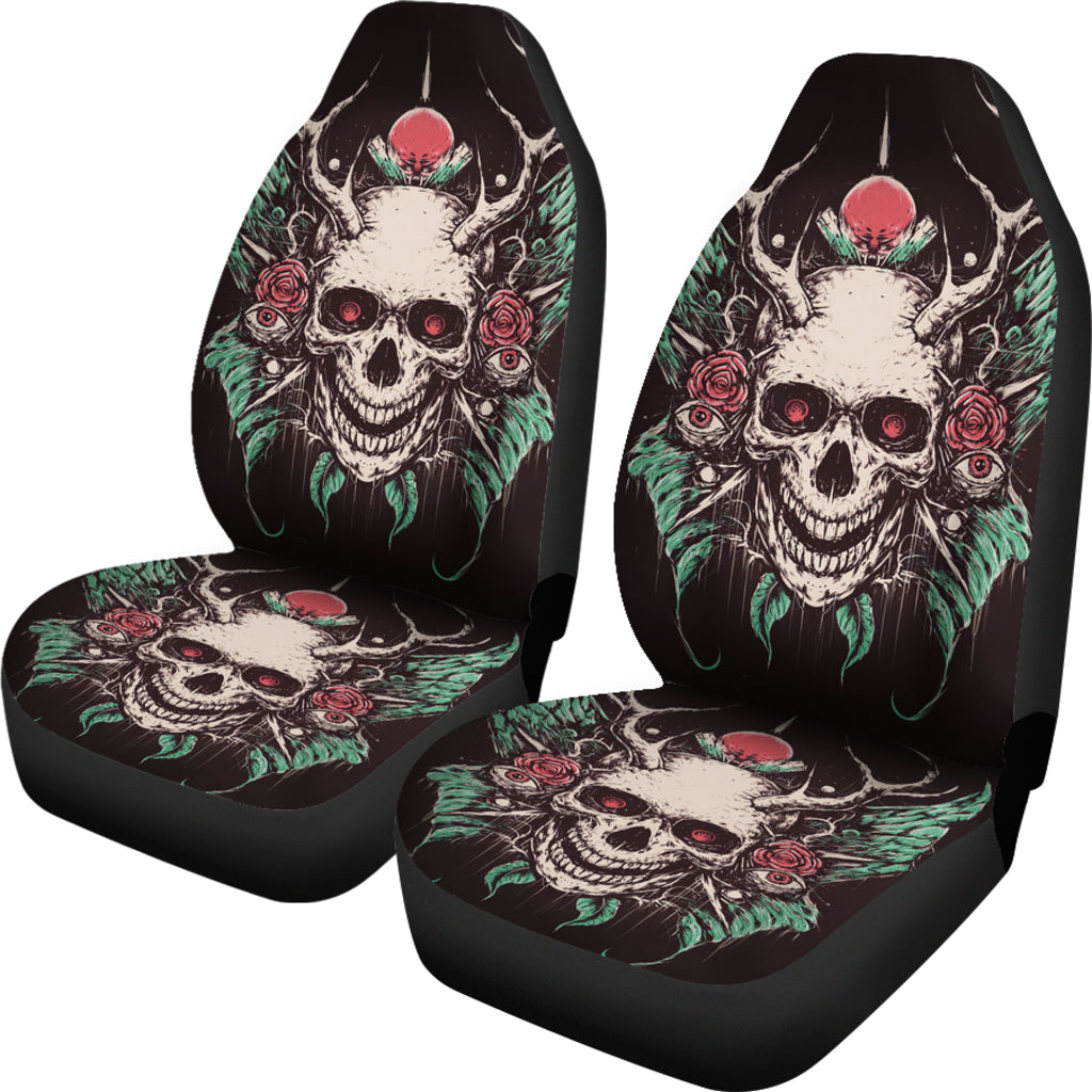 Set 2 pcs Gothic skull car seat covers