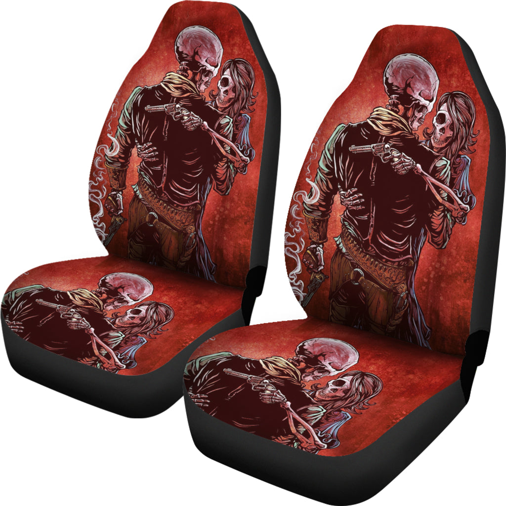 Set of 2 skull Gothic car seat covers