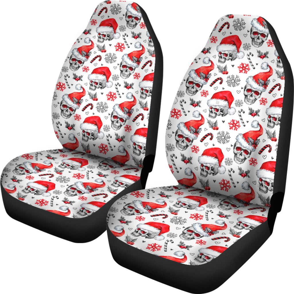 Set 2 pcs Merry Christmas Gothic skull car seat covers