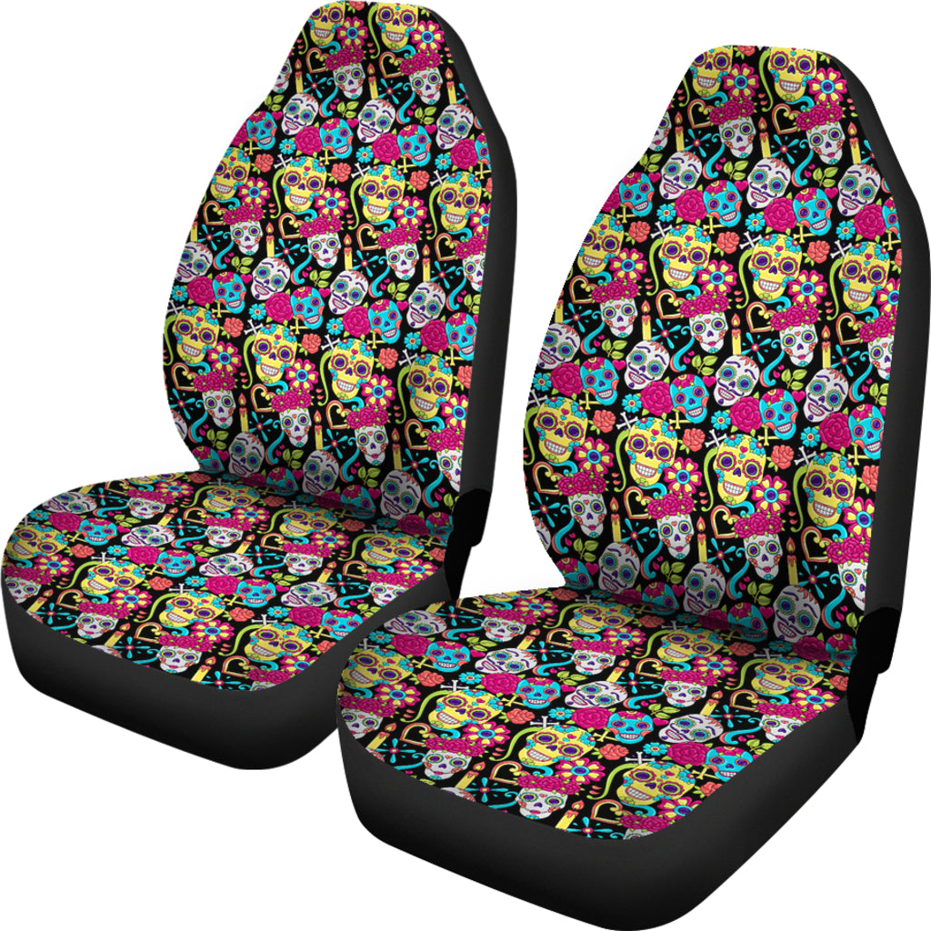 Set of 2 sugar skull seat covers