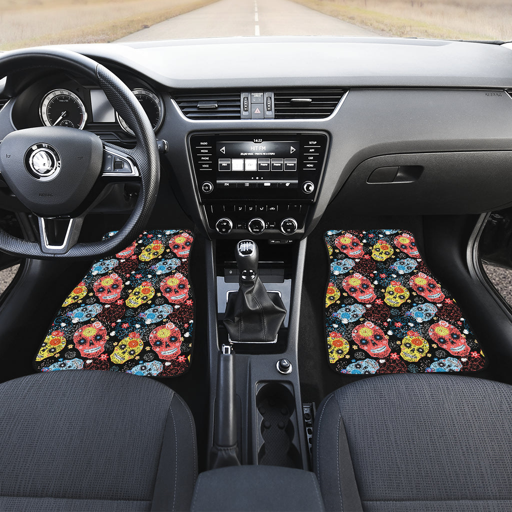 Set of 4 pcs sugar skull car mats