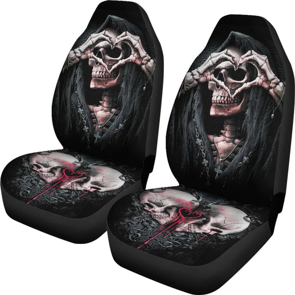 Set of 2 pcs skull girl car seat covers