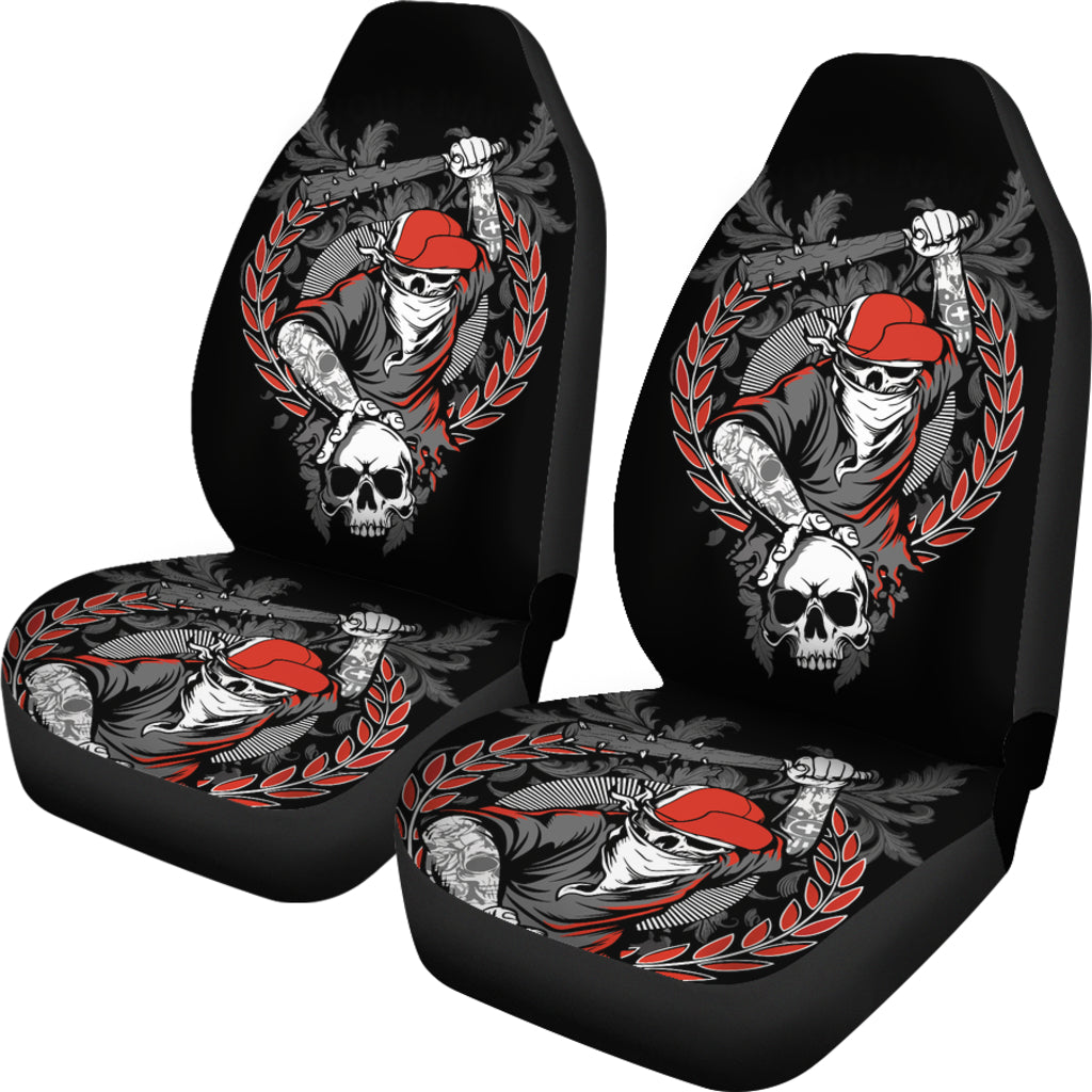 Set of 2 seat cover gothic skulls