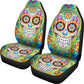 Set 2 pcs sugar skullGothic skull car seat covers