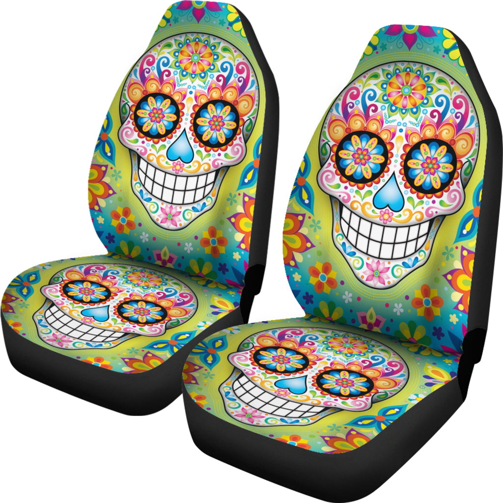 Set 2 pcs sugar skullGothic skull car seat covers