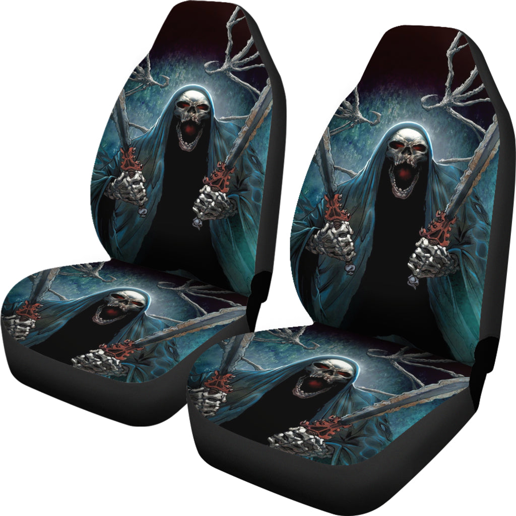 Set 2 pcs Gothic skull car seat covers