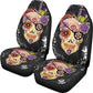 Set of 2 day of the dead sugar skull Gothic car seat covers
