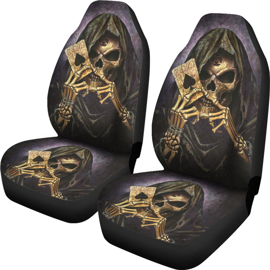 Set 2 pcs Gothic skull car seat covers