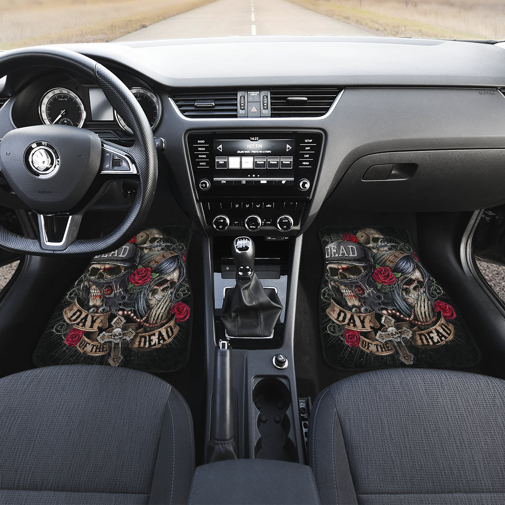 Set 4 pcs Day of the dead skull car mats