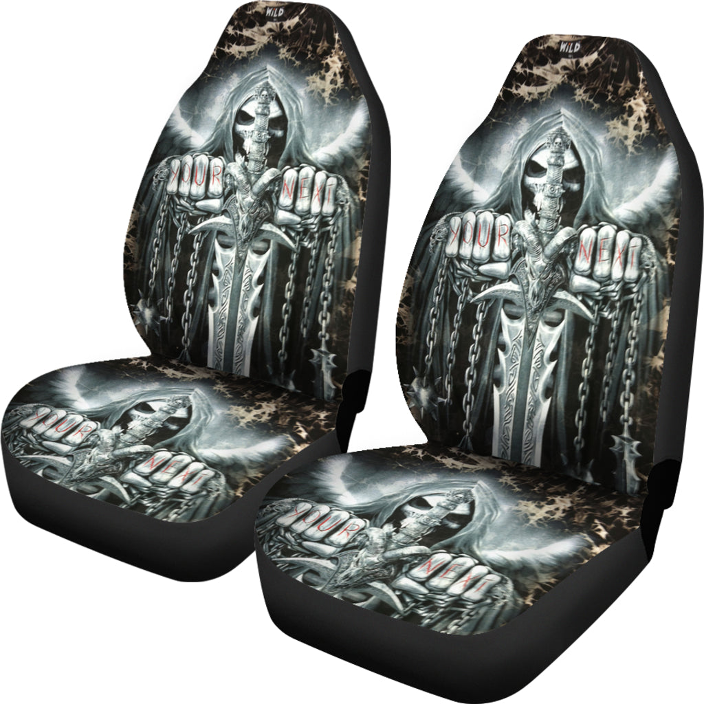 Set of 2 pcs - Skull Gothic Horror Halloween skull car seat covers