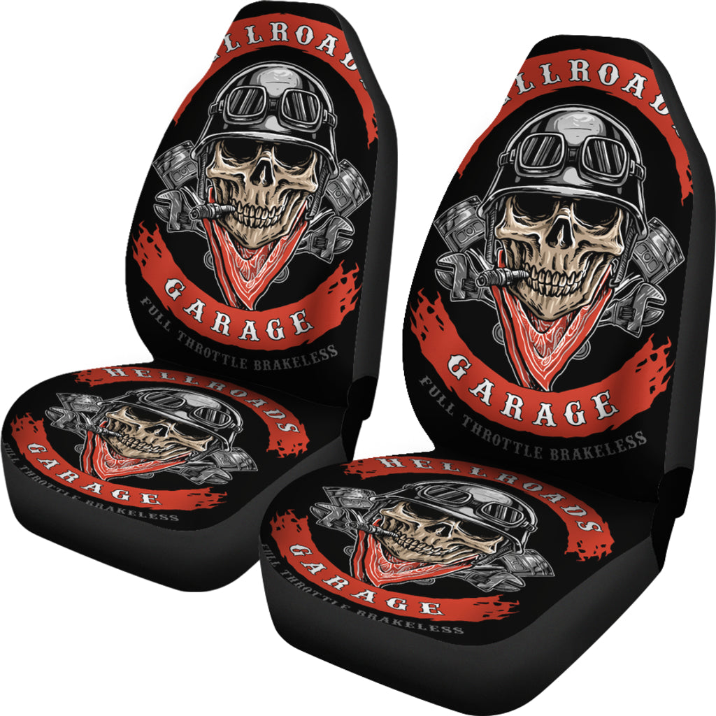 Set 2 pcs Hell road skull car seat covers