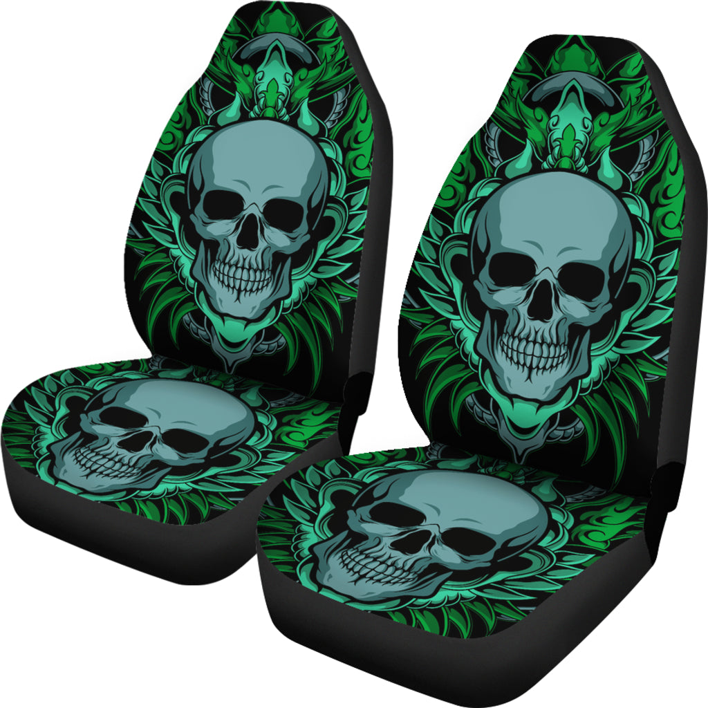 Set of 2 skull gothic grim reaper car seat covers