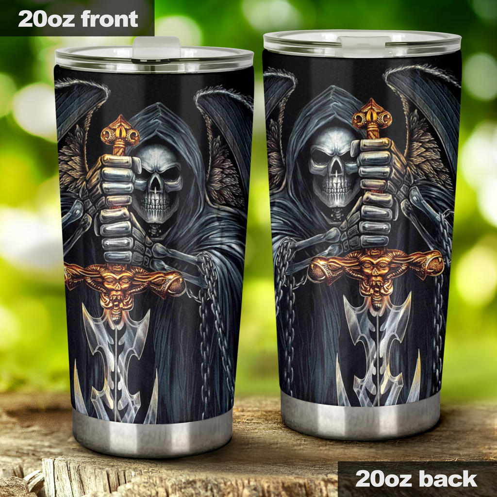 Death skull beer mug, flame skull cup, skull in fire freezer Mug, halloween tumblr, punisher skull travel mug, flower skull freezer Mug