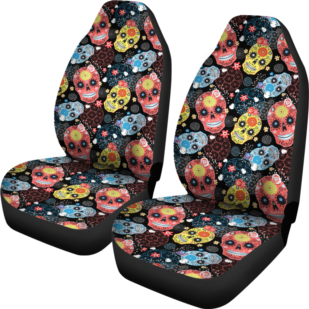 Set 2 pcs sugar skull car seat covers