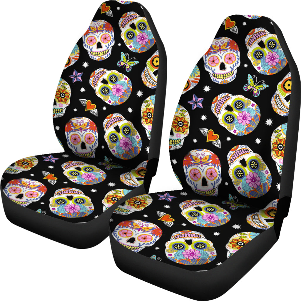 Set 2 seat cover sugar skulls