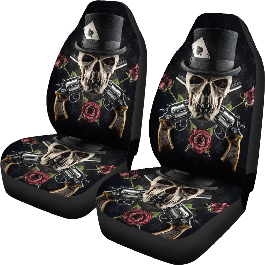 Set 2 pcs Gothic skull car seat covers