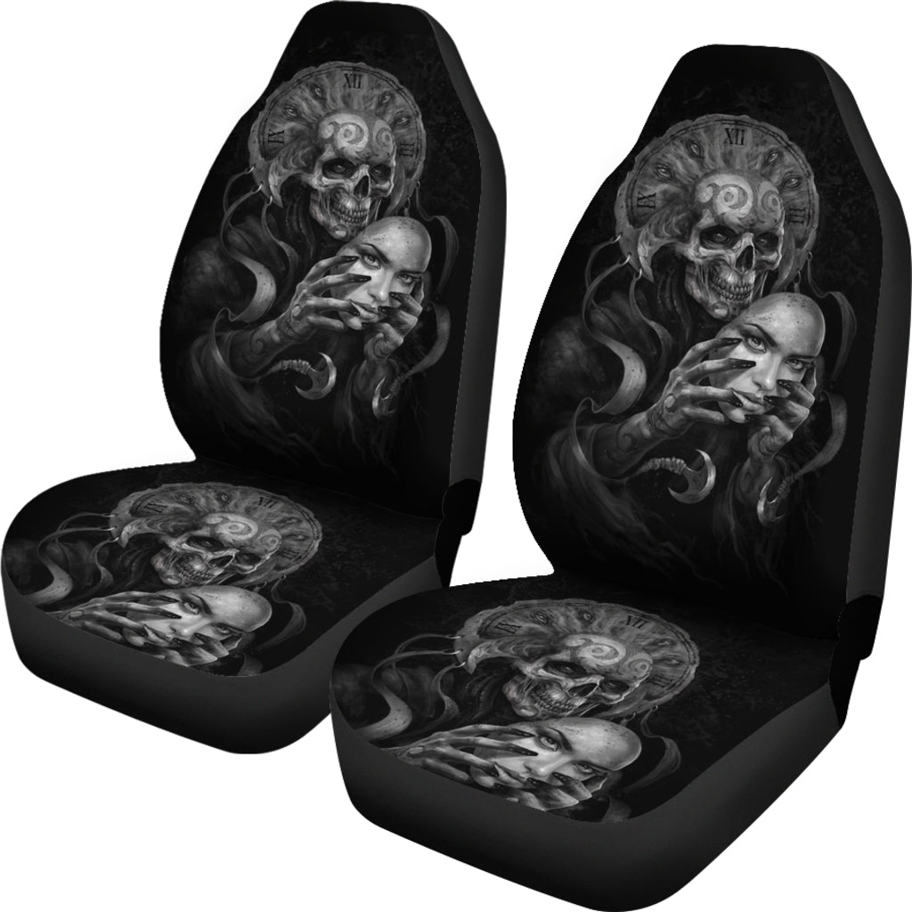 Set of 2 skull Gothic car seat covers