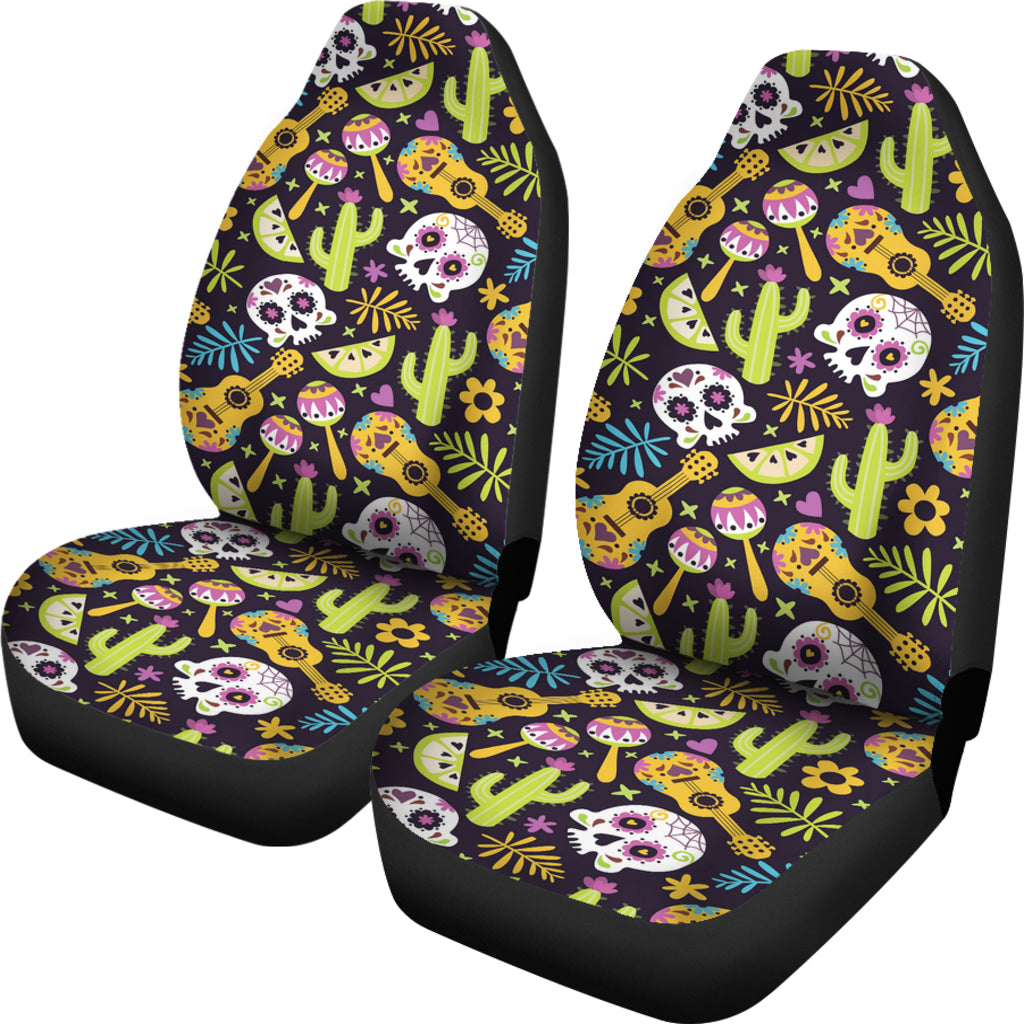 Set 2 pcs sugar skull car seat covers