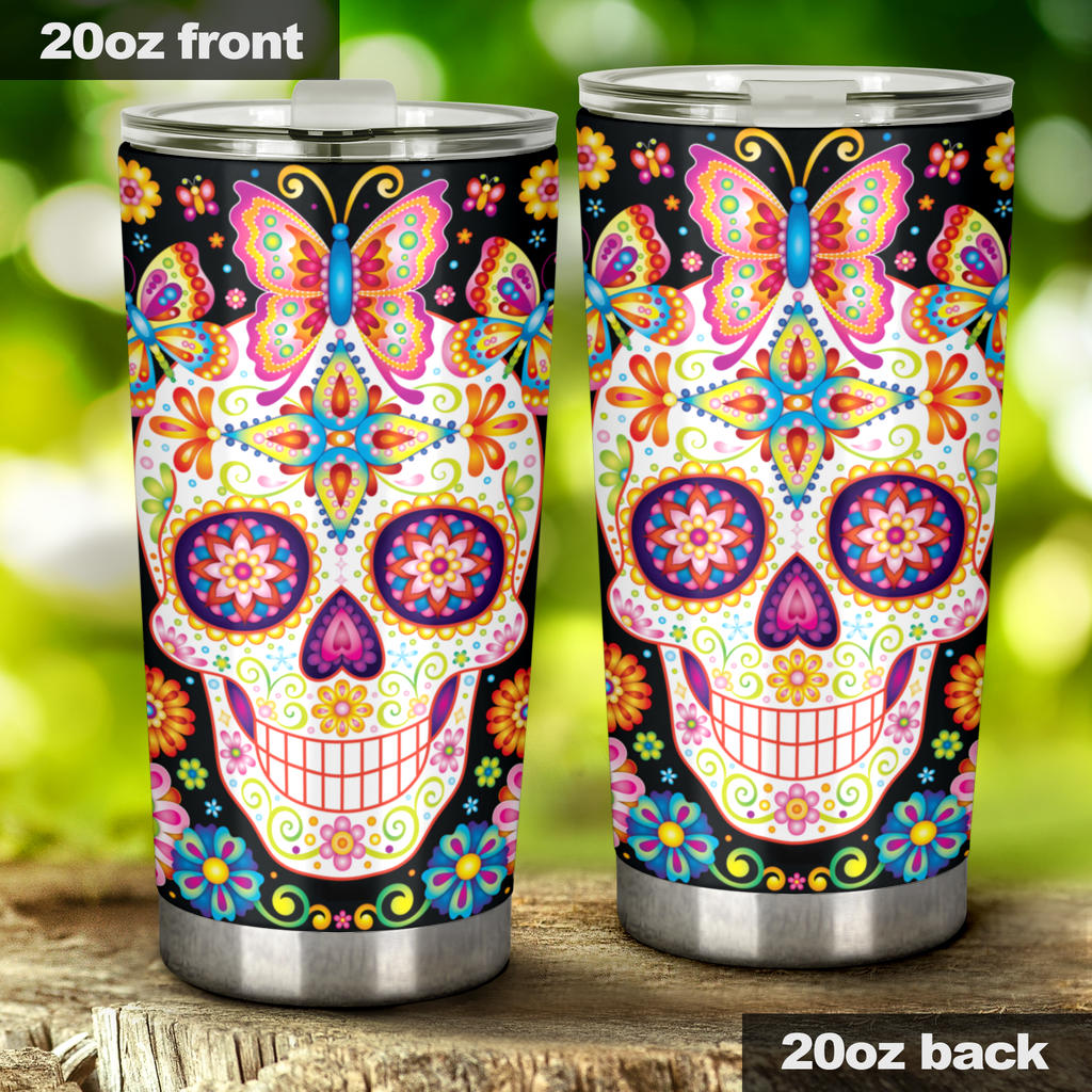 Calaveras skull freezer Mug, sugar skull beer mug, day of the dead beer mug, floral skull coffee mug, mexico cup, calaveras skull beer mug