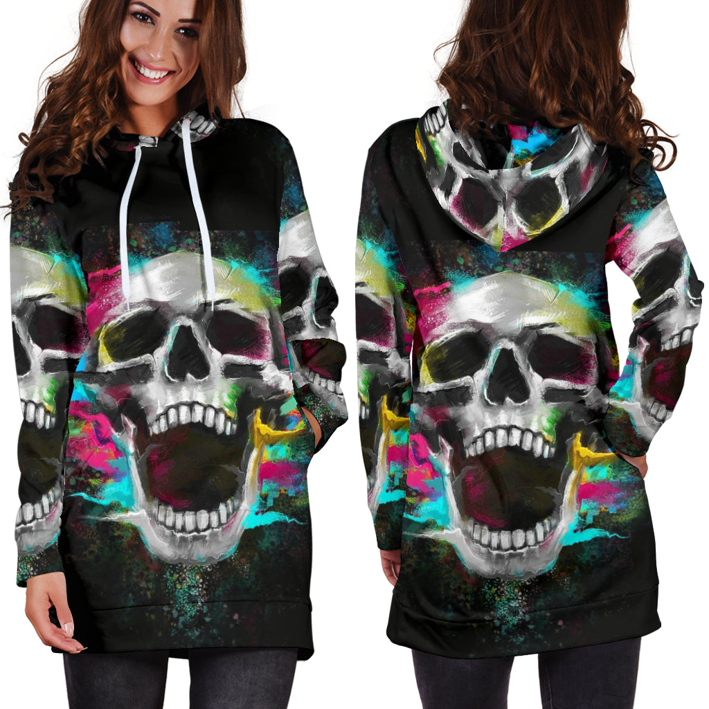 Skull women hoodie dress