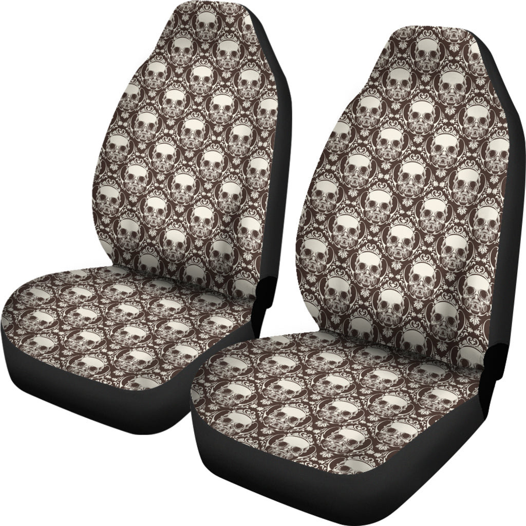 Set 2 pcs Floral sugar skull day of the dead skull car seat covers