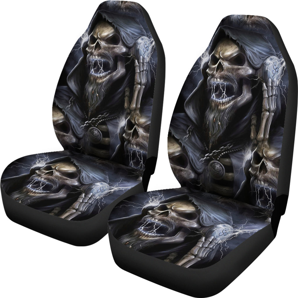 Set 2 pcs Gothic grim reaper skull car seat covers