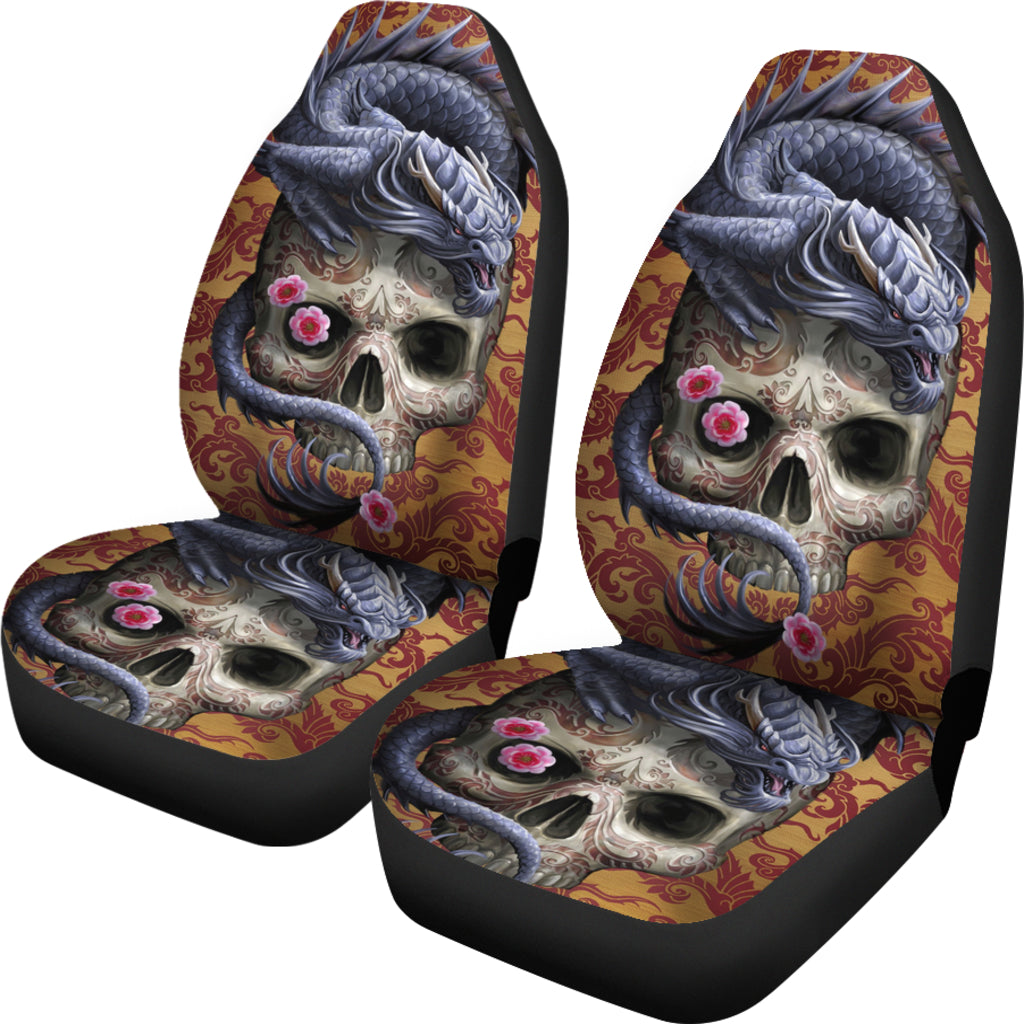 Set of 2 pcs dragon skull car seat covers