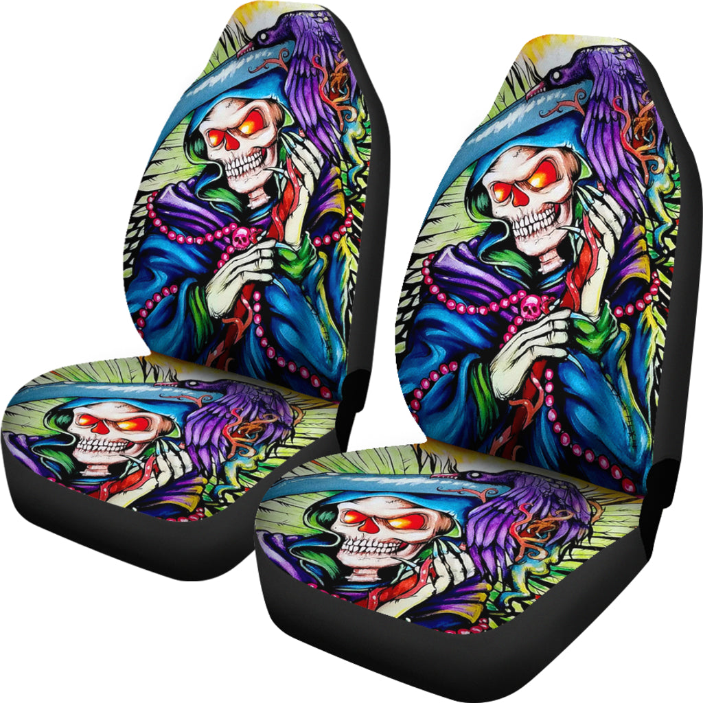 Set of 2 skull car seat covers