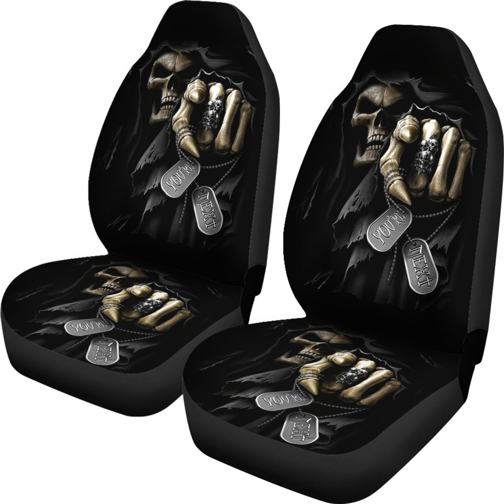 Set of 2 Grim reaper skull car seat covers