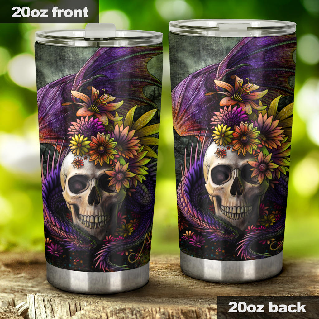 Skull dragon tumbler cup