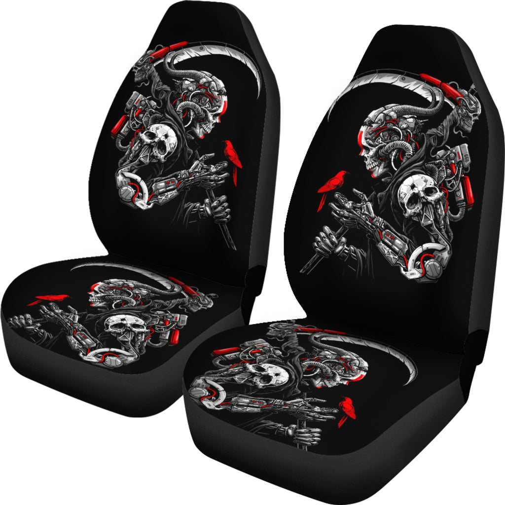 Set of 2 skulls car seat covers