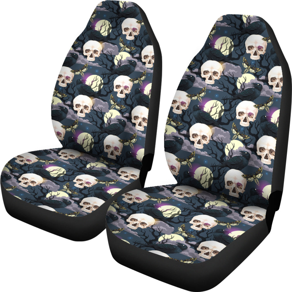 Set of 2 Gothic skull car seat covers