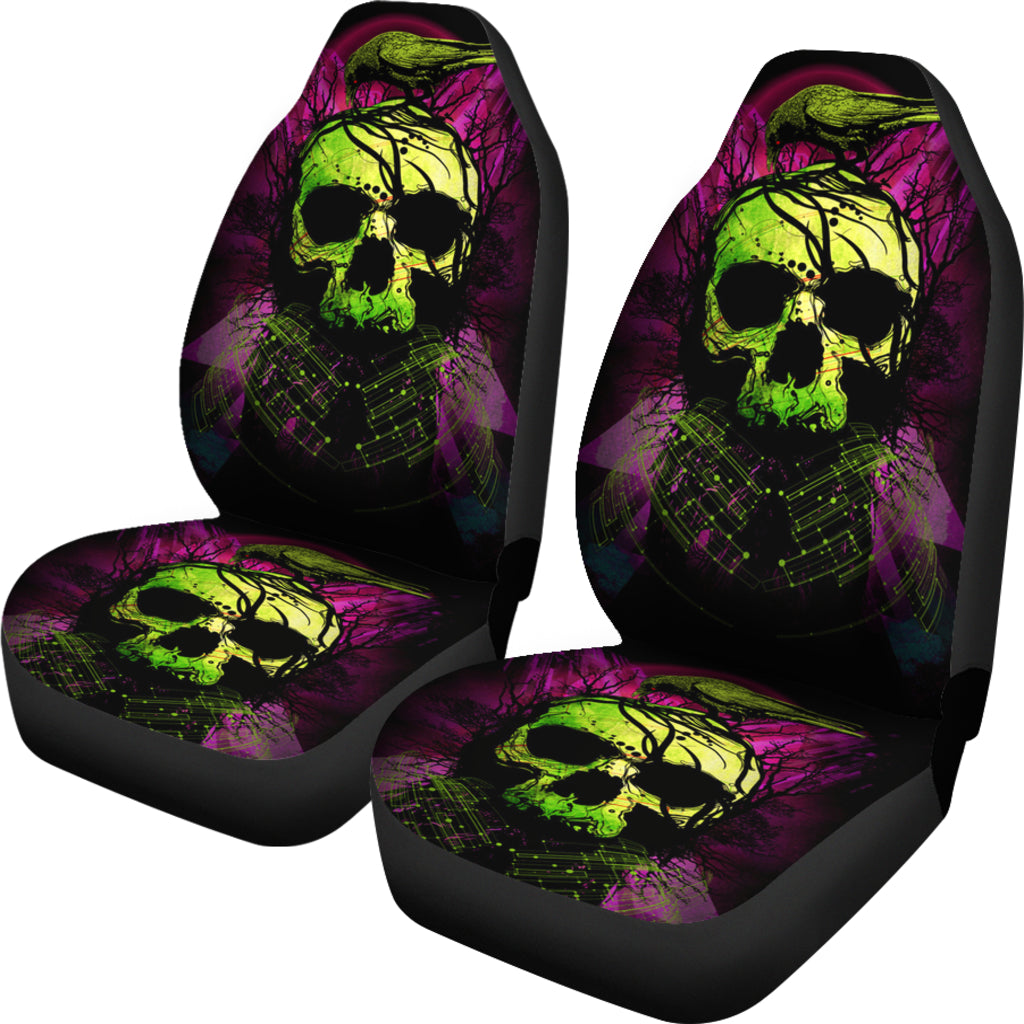 Set of 2 skull car seat covers