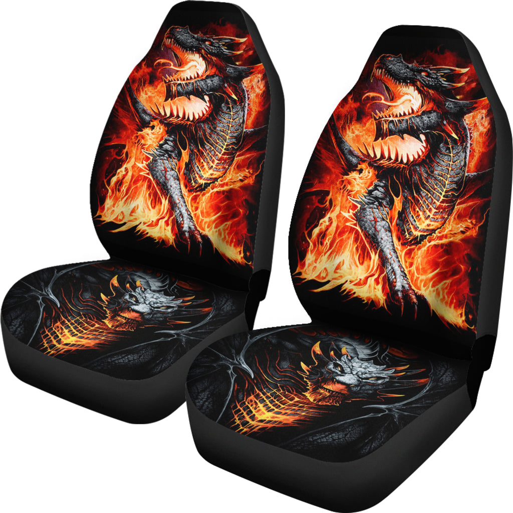 Set of 2 pcs dragon skull car seat covers