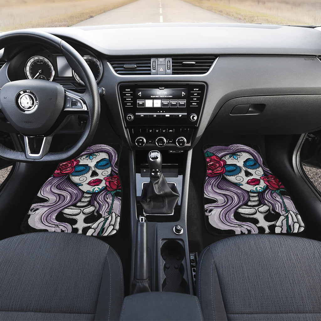 Set of 4 pcs sugar skull car mats