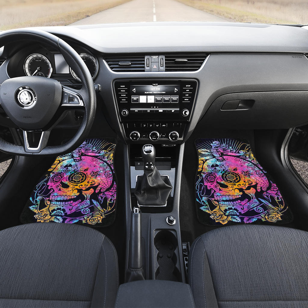 Set of 4 pcs sugar skull car mats